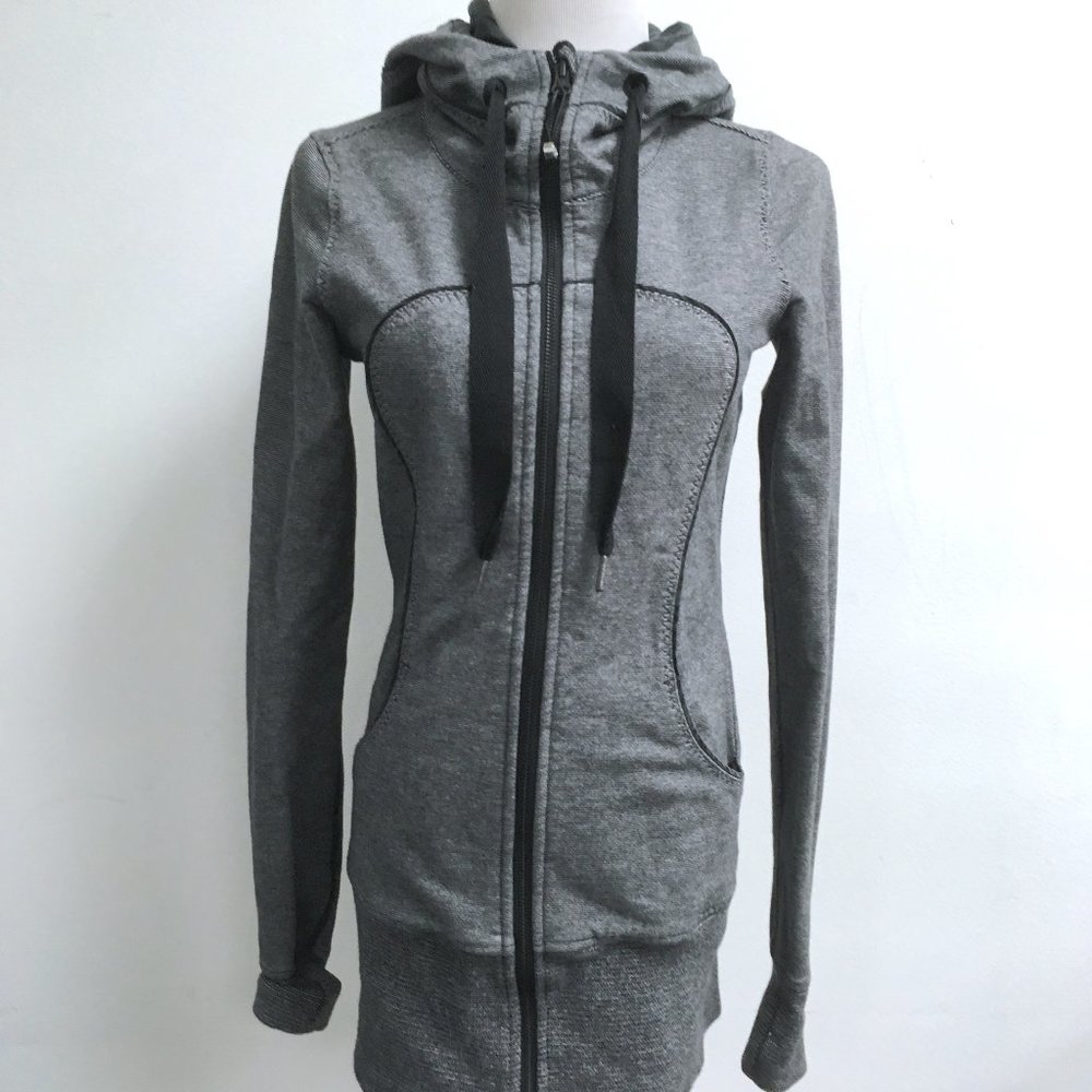 Lululemon black tweed zip scuba hoodie jacket 6